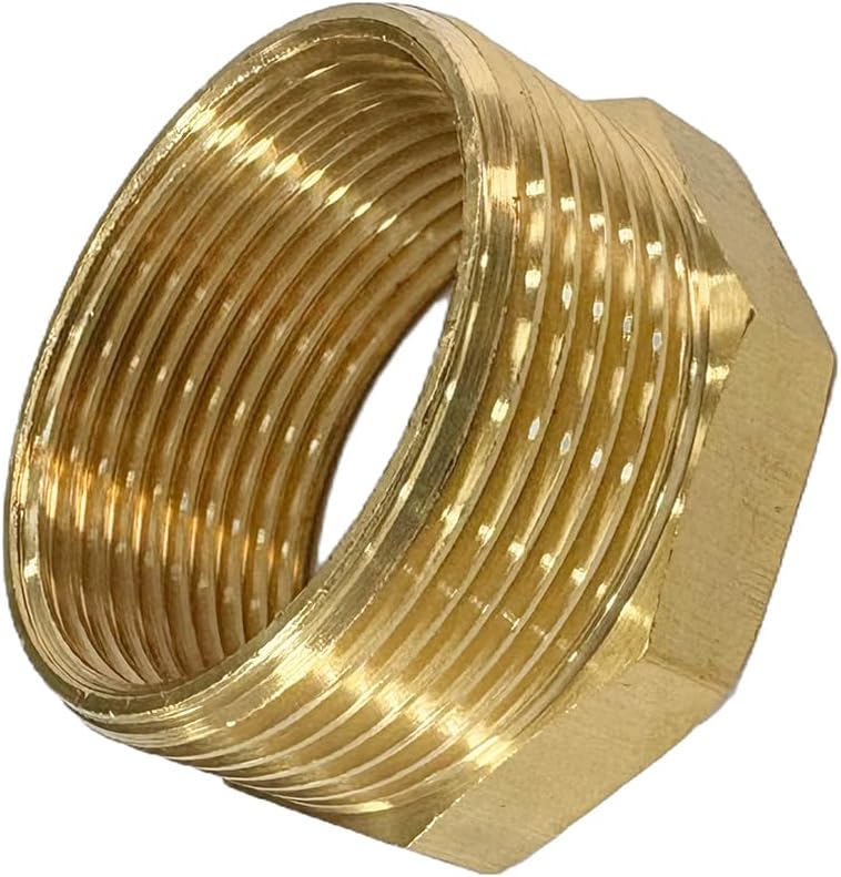 JENSWILL 1-1/2" NPT Male x 1-1/4" NPT Female Brass Reducer Hex Bushing Threaded Pipe Fitting Reducing Adapter Pack of 1 - Image 5